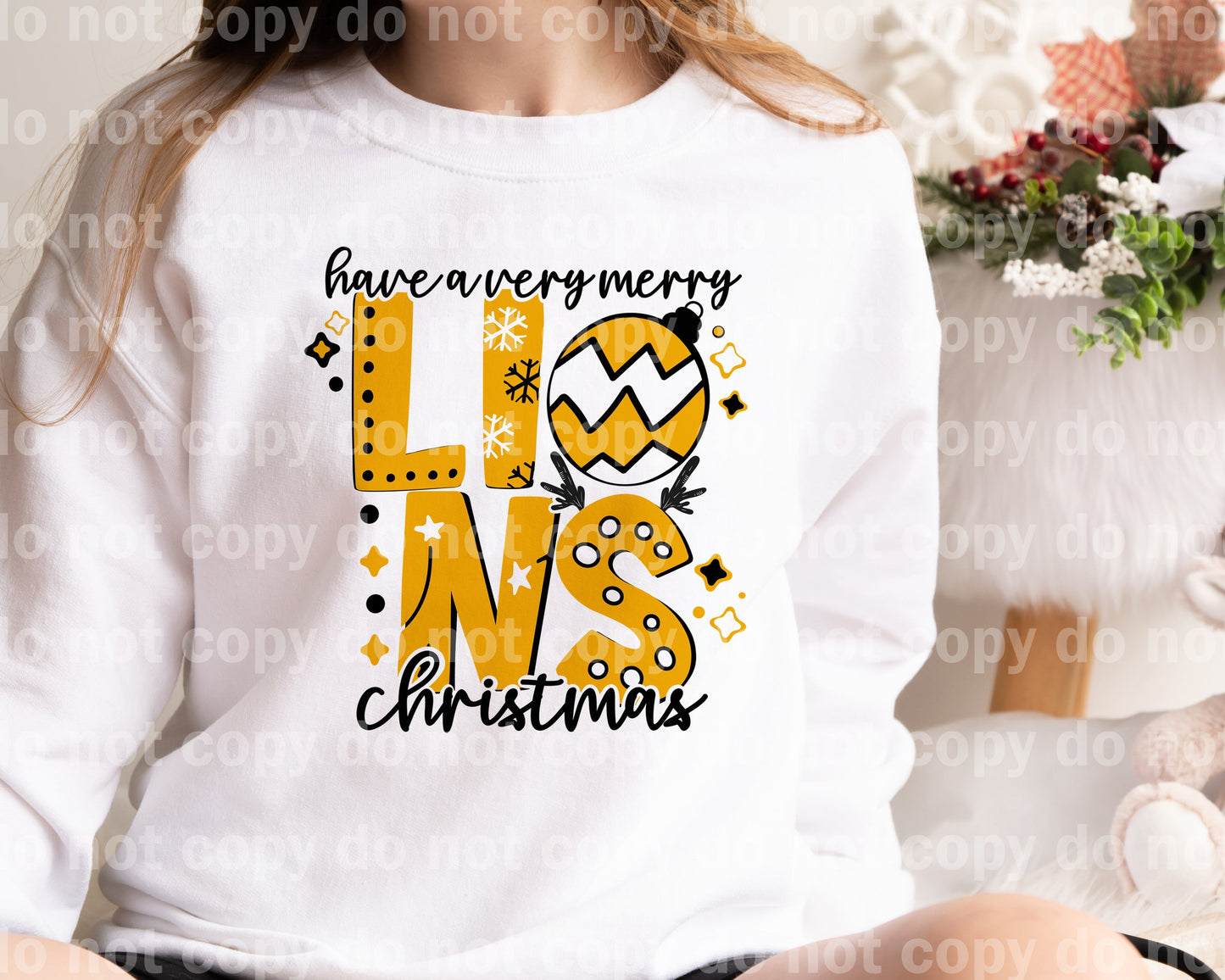 Have A Very Merry Lions Christmas Yellow Dream Print or Sublimation Print