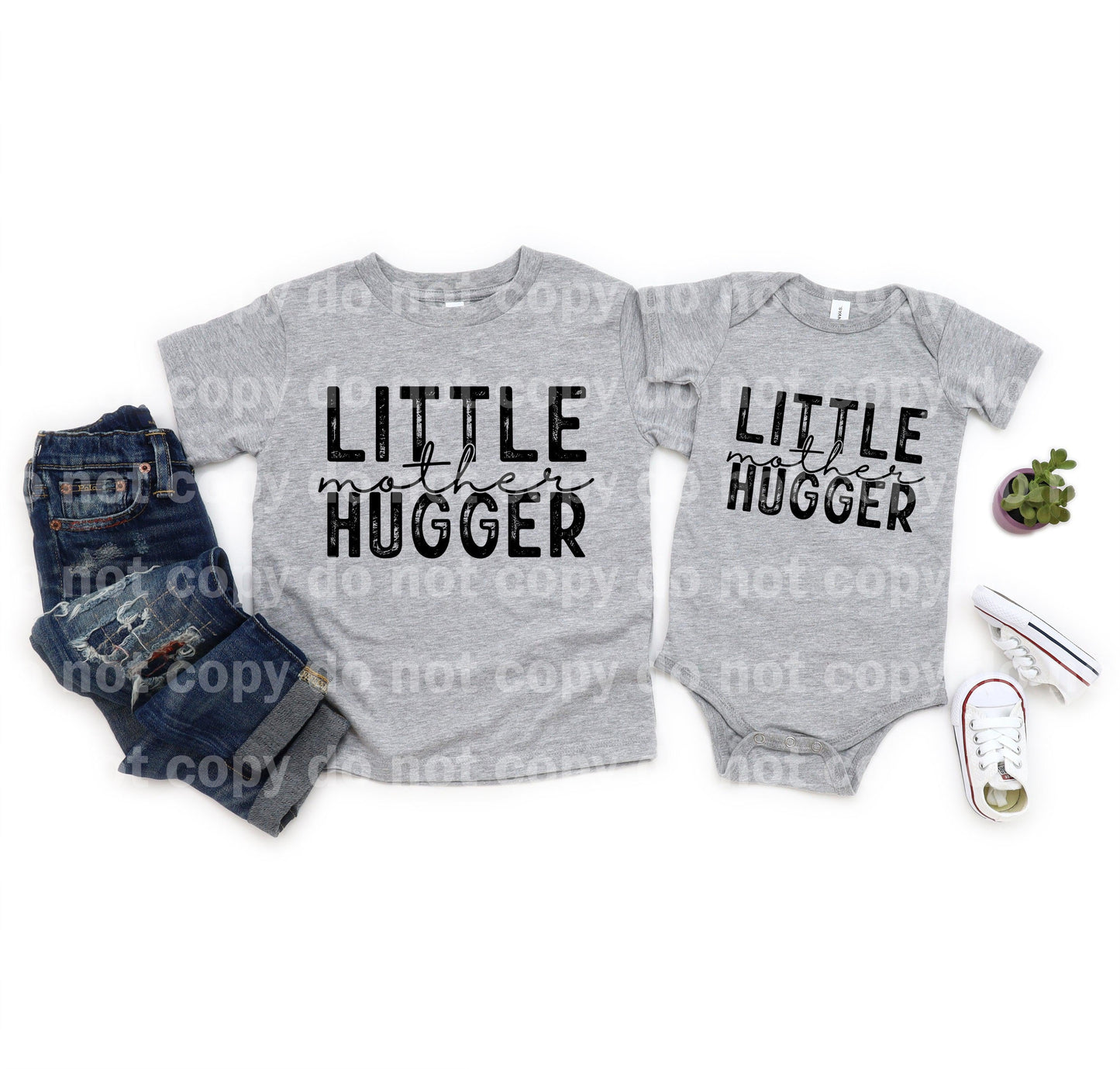 Hug Dealer / Little Mother Hugger Distressed Typography BLACK or WHITE Dream print transfer