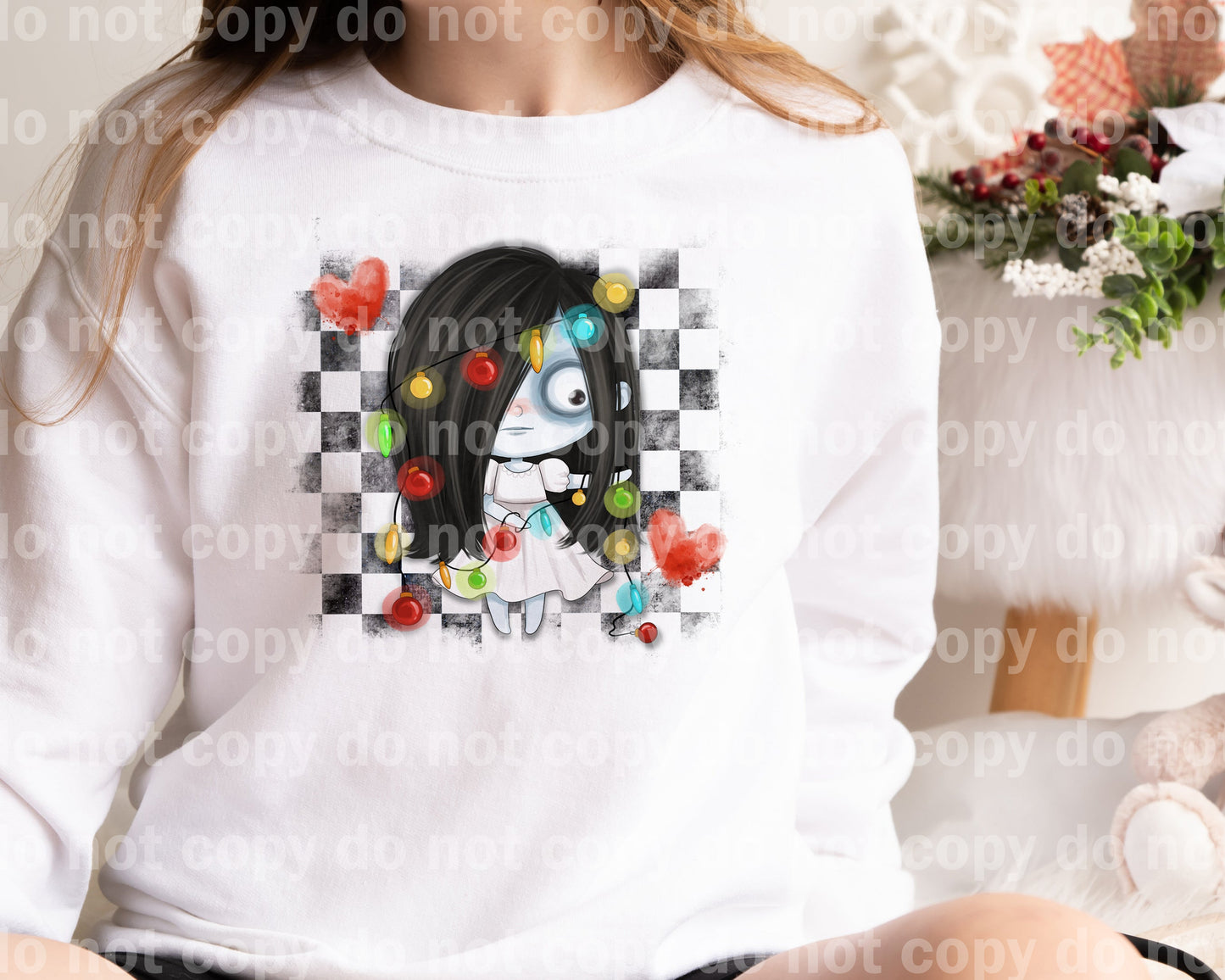 Long Hair Ghost Checkered Dream Print or Sublimation Print