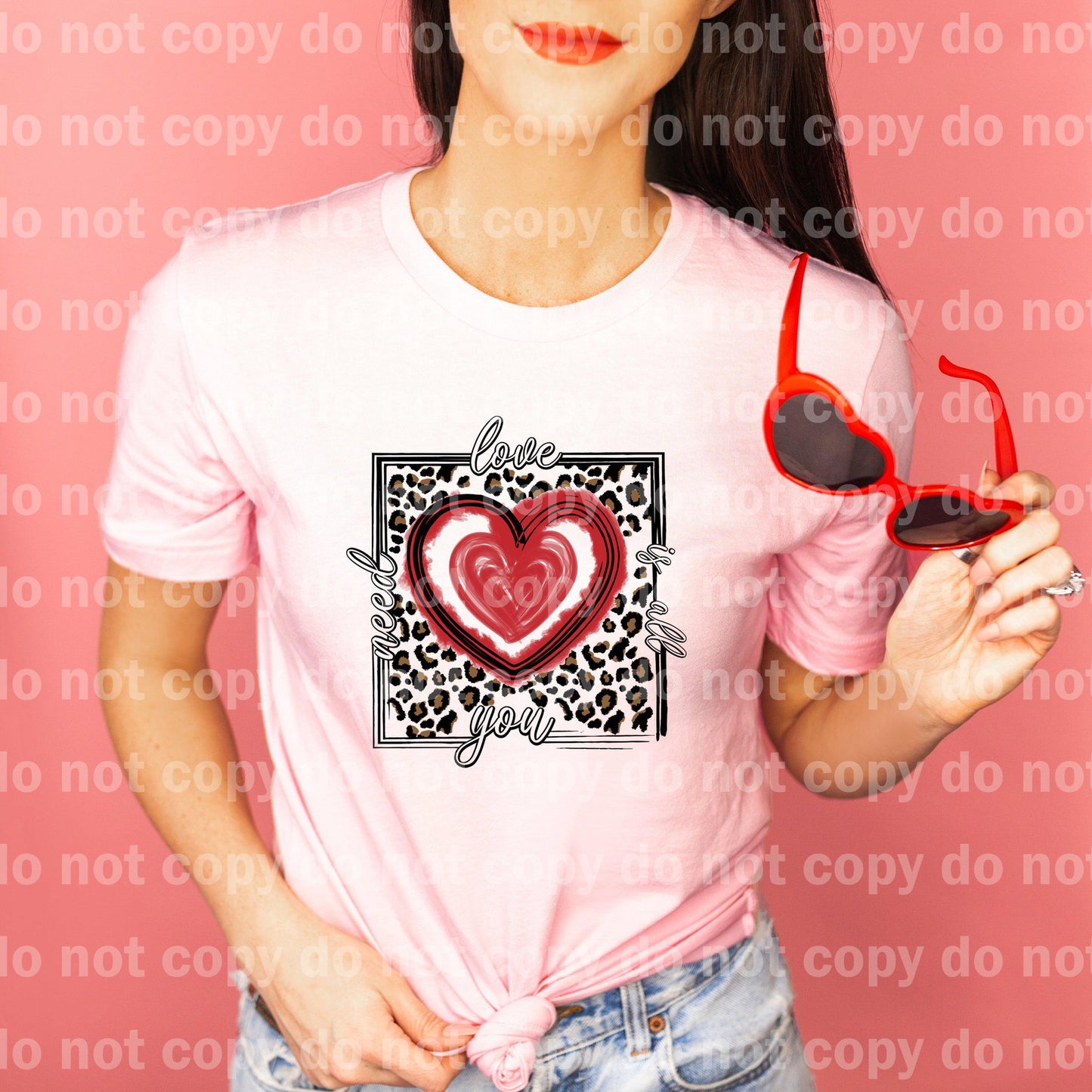 Love is all you need Square Leopard Heart Colored Dream print transfer