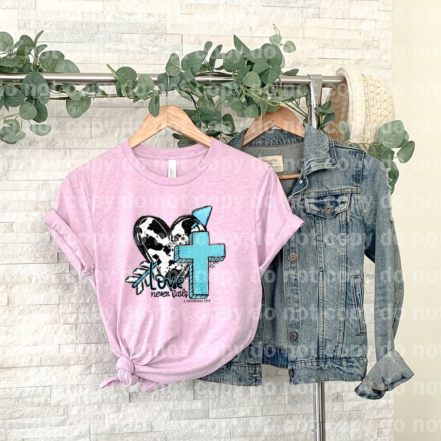 Love Never Fails Cowhide Heart Cross Dream Print or Sublimation Print