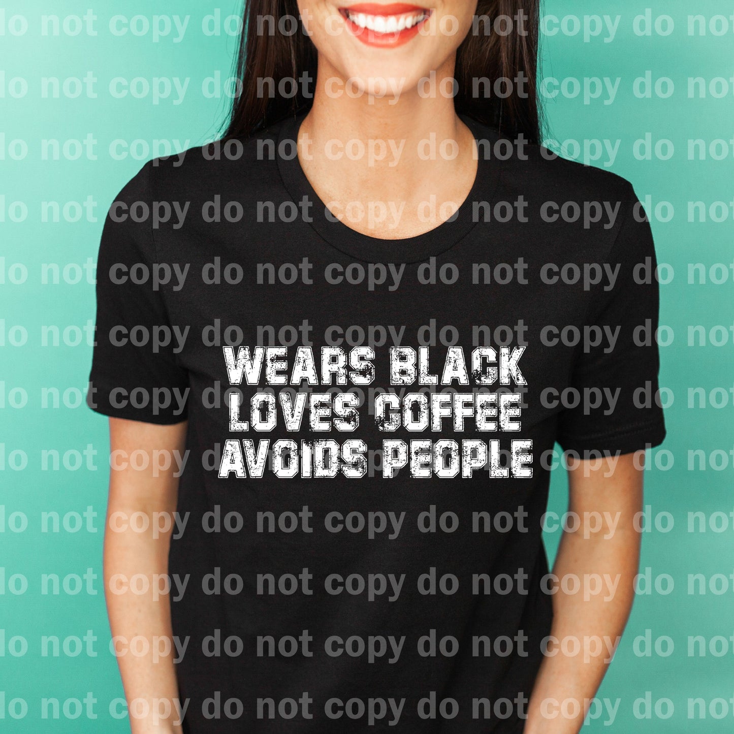 Wears Black Loves Coffee Avoids People Black/White Dream Print or Sublimation Print