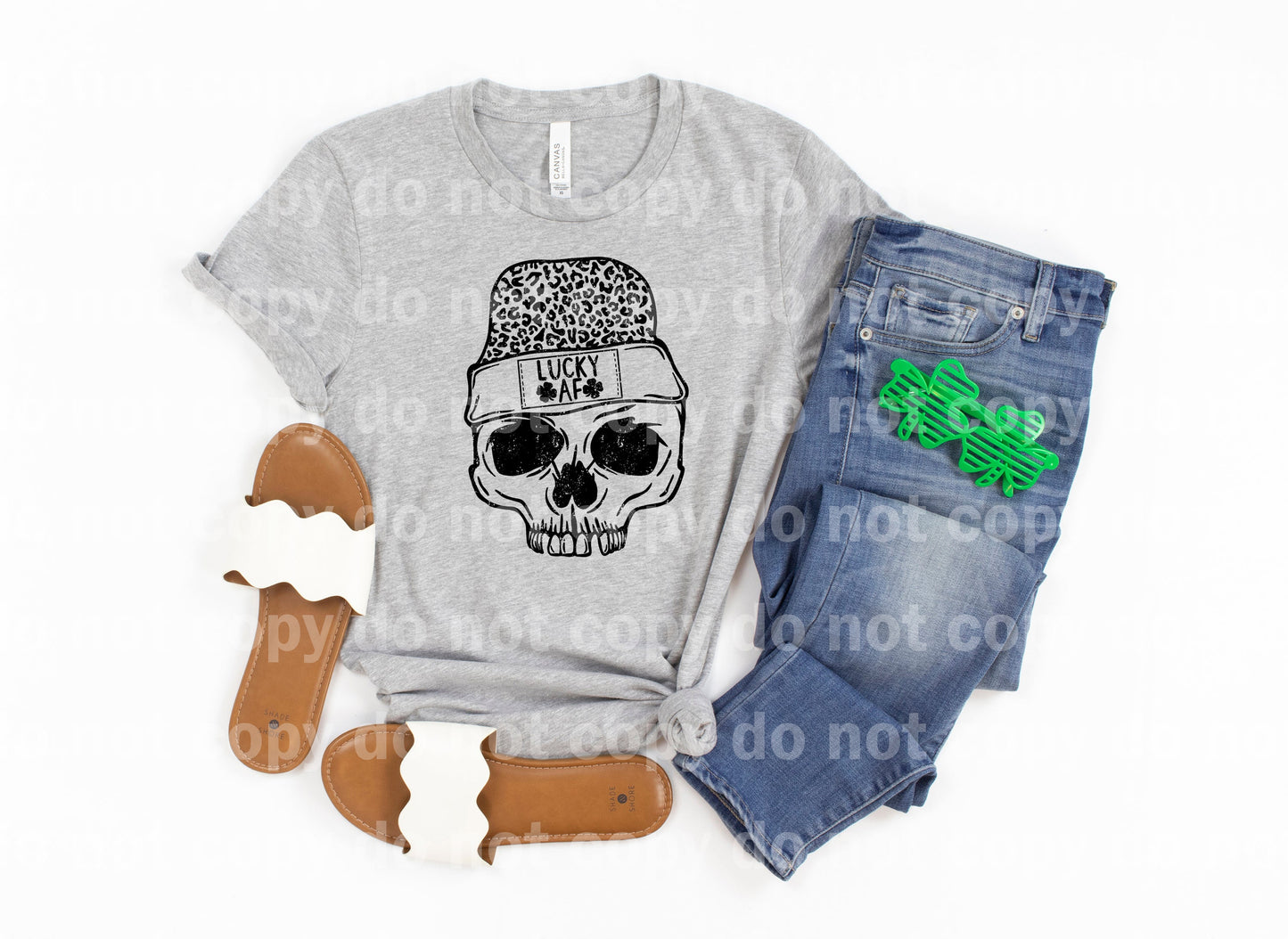 Lucky Af Leopard Print Distressed Full Color/One Color Dream Print or Sublimation Print