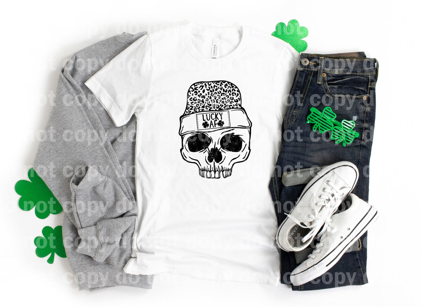 Lucky Af Leopard Print Distressed Full Color/One Color Dream Print or Sublimation Print