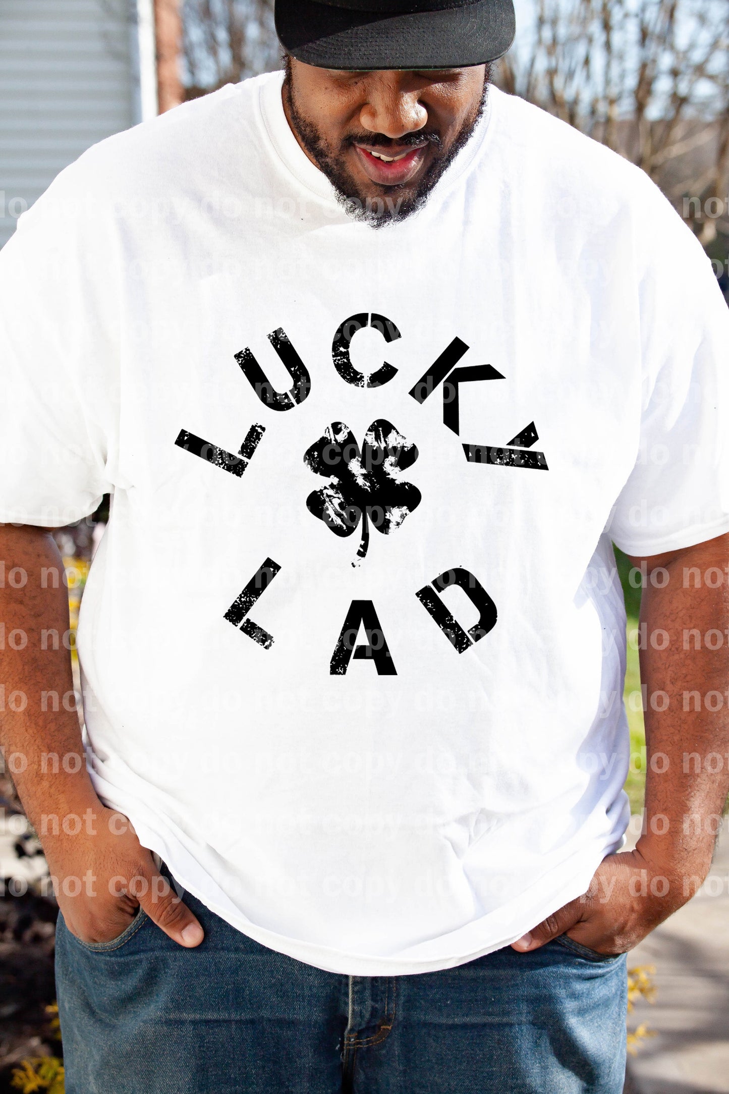 Lucky Lad Distressed Black/Gray Dream Print or Sublimation Print