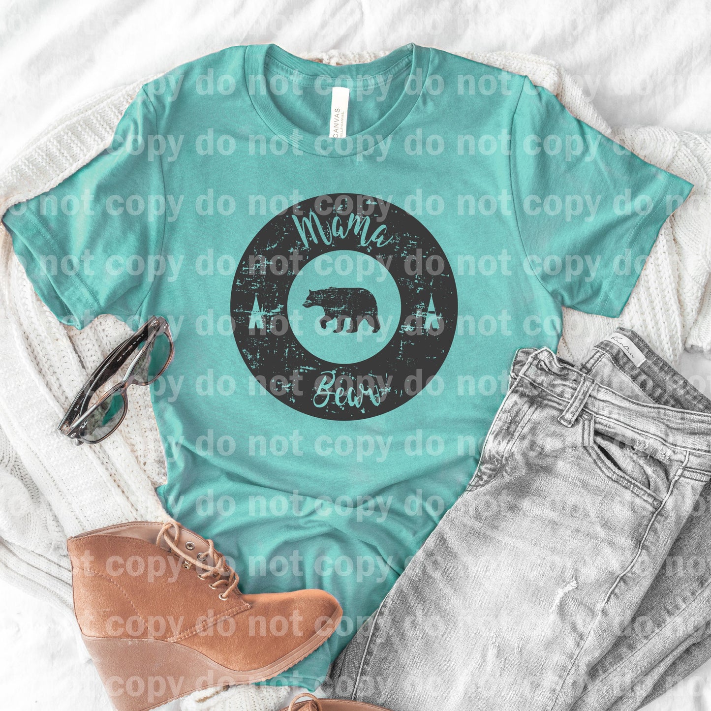 Mama Bear Distressed Circle Dream Print or Sublimation Print