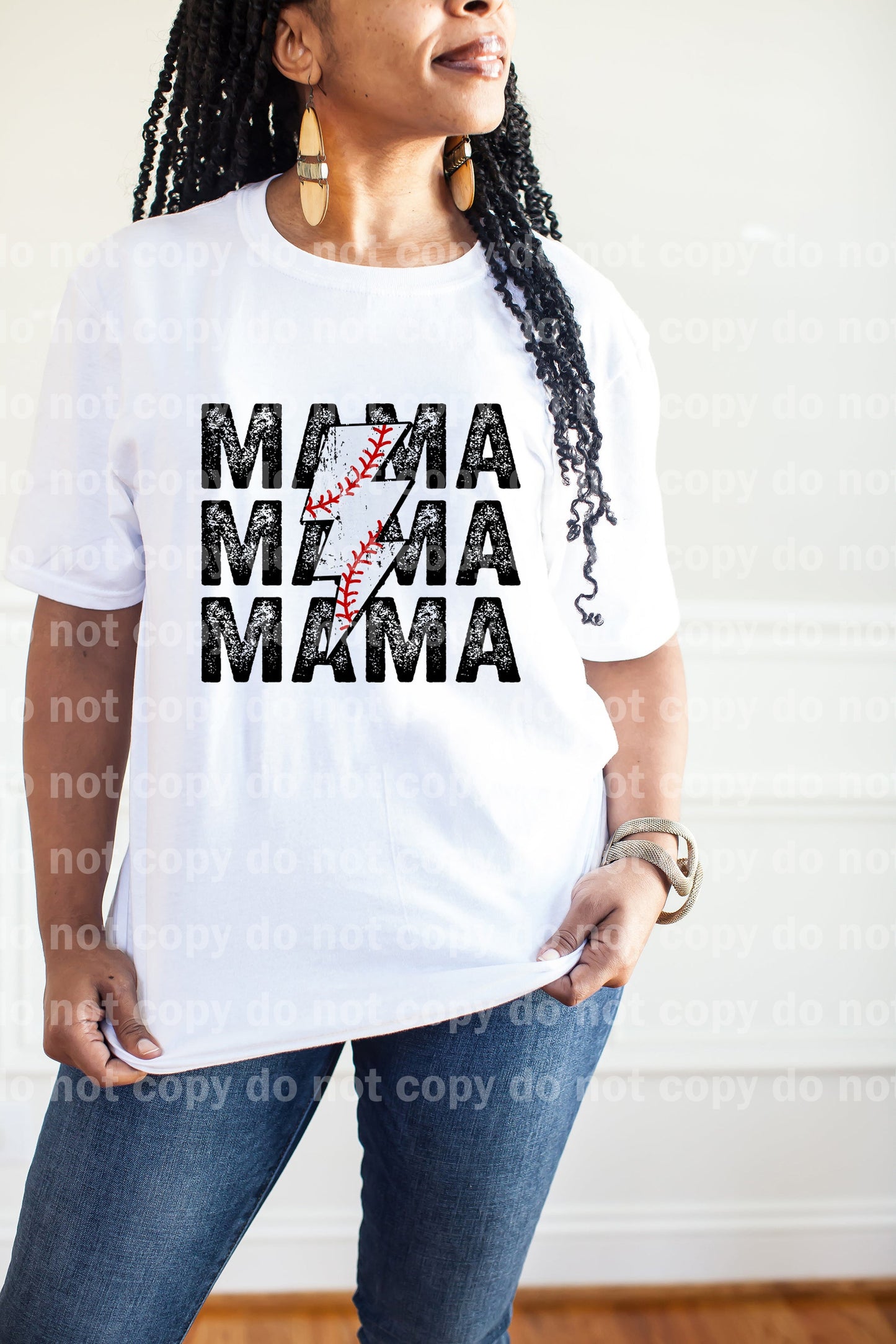 Mama Lightning Bolt Baseball Distressed Dream Print or Sublimation Print