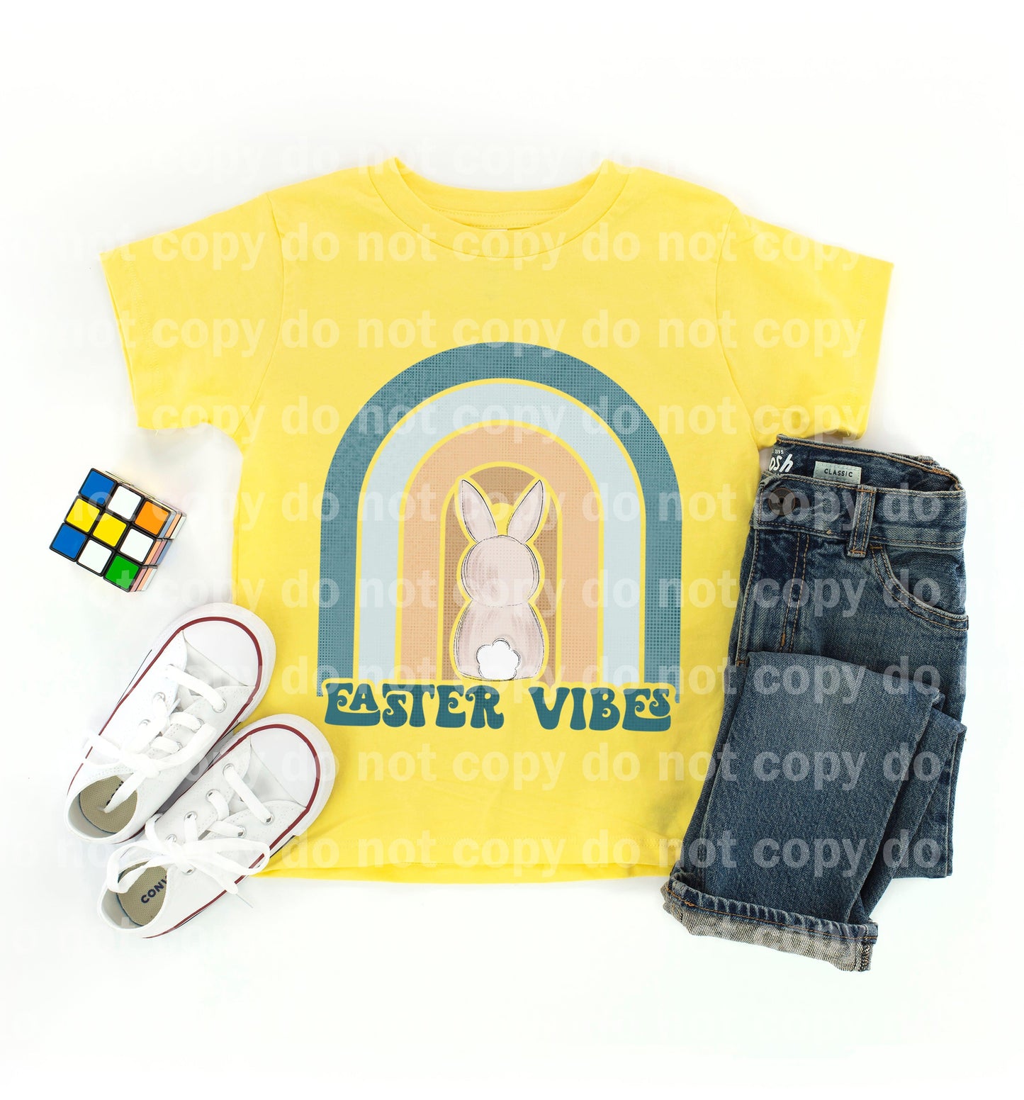 Easter Vibes Bunny Rainbow Dream print transfer