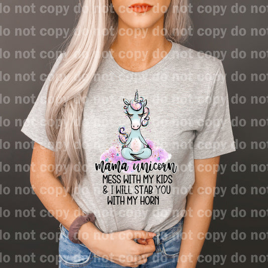 Mamá Unicornio se mete con mis hijos y te apuñalaré con mi Impresión de Sueño de Cuernos o Impresión por Sublimación
