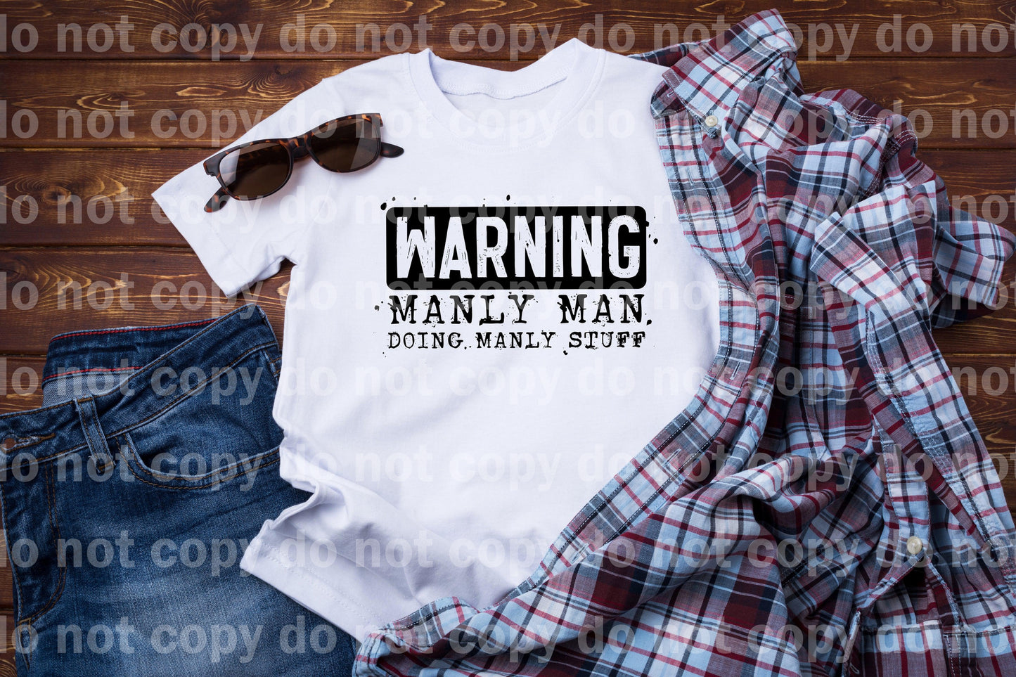 Warning Manly Man Doing Manly Stuff Black/White Dream Print or Sublimation Print