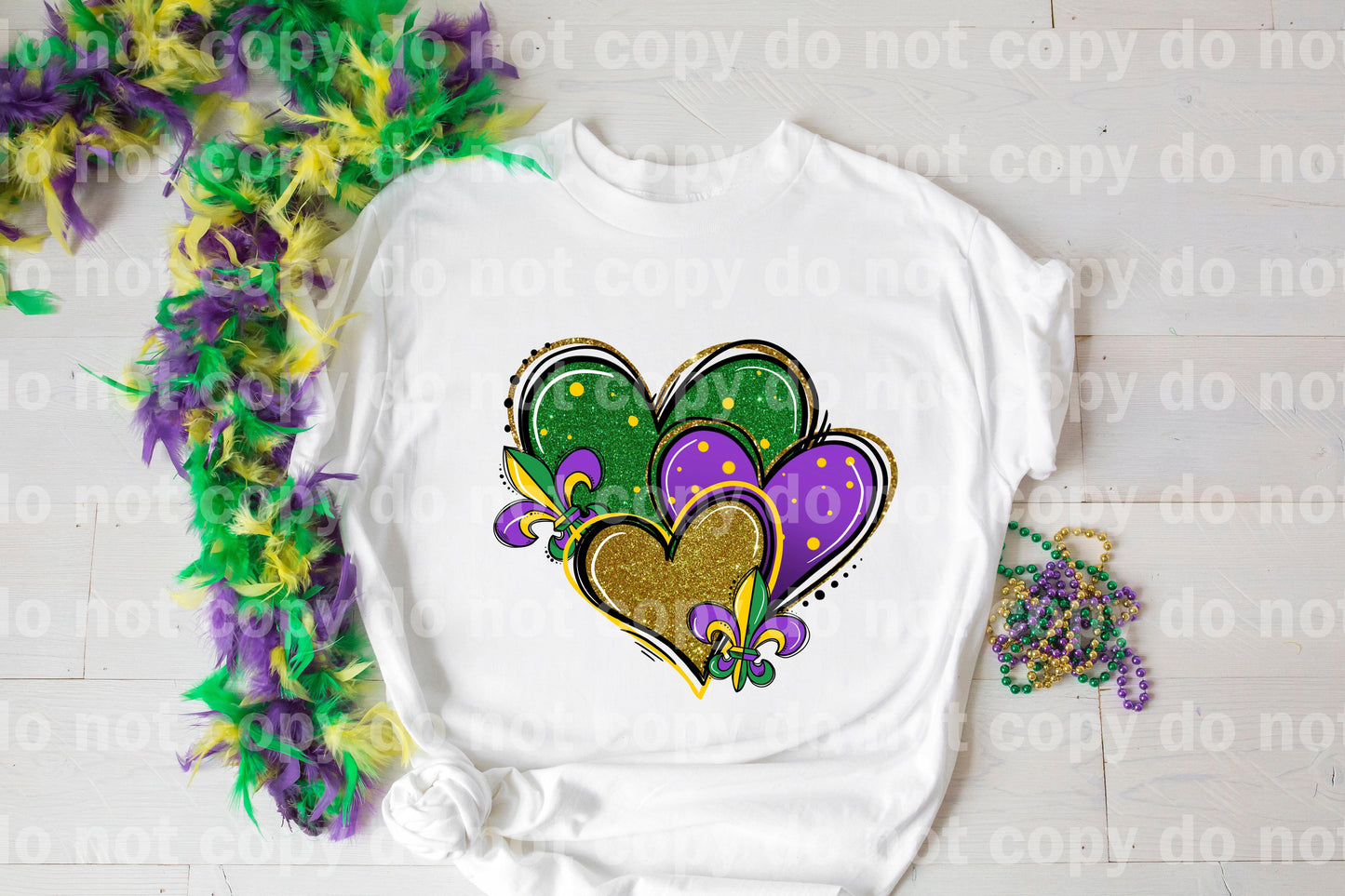 Mardi Gras Triple Hearts Dream Print or Sublimation Print