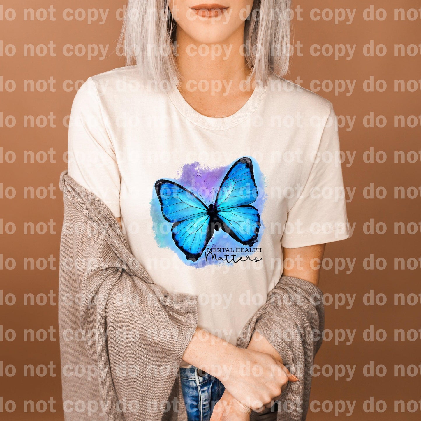 Mental Health Matters Butterfly Blue Dream print transfer