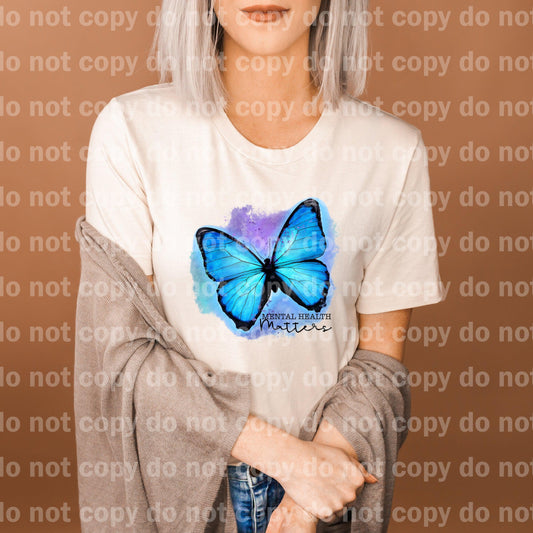 Mental Health Matters Butterfly Blue Dream print transfer