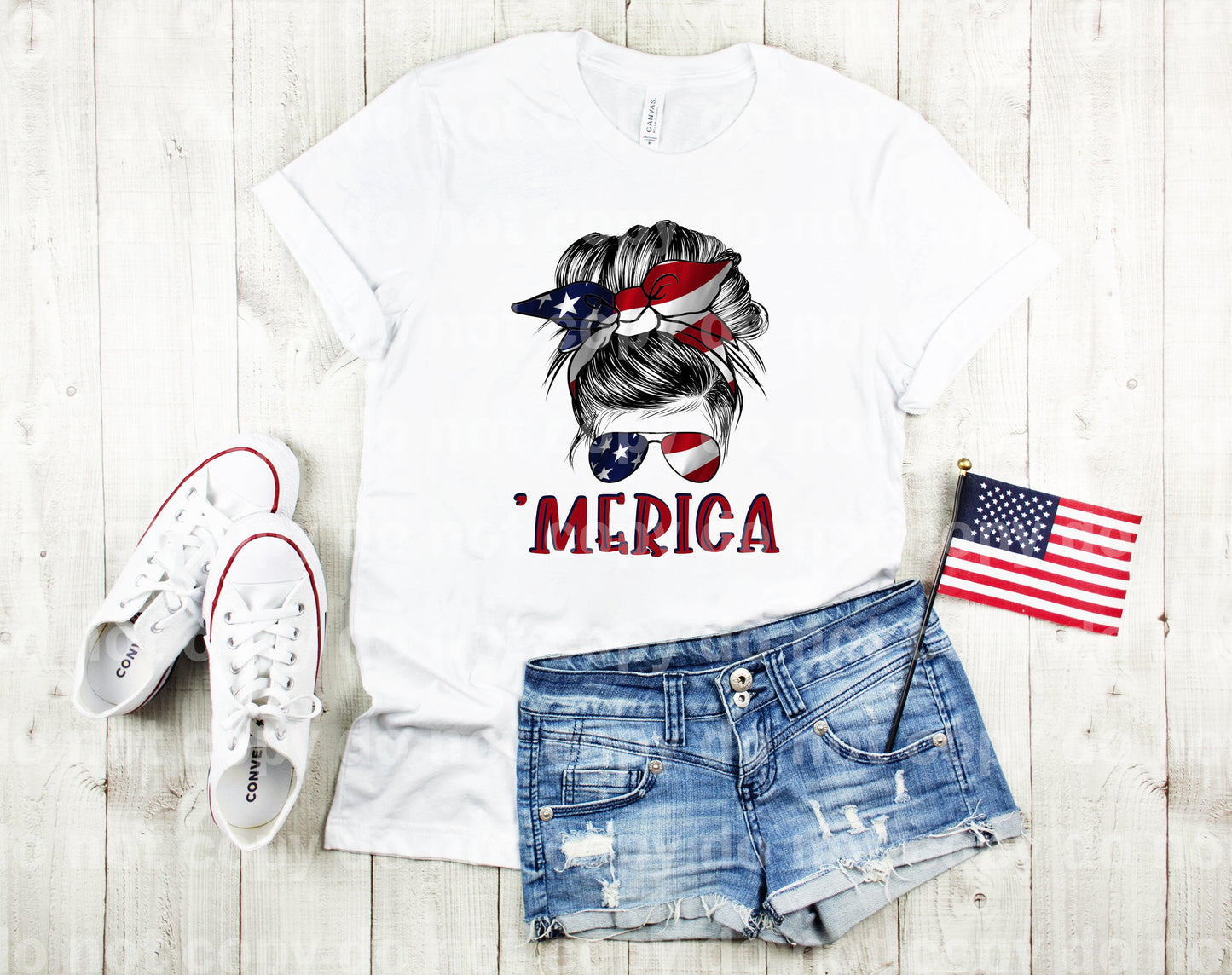 Merica Mom Messy Bun Dream Print or Sublimation Print