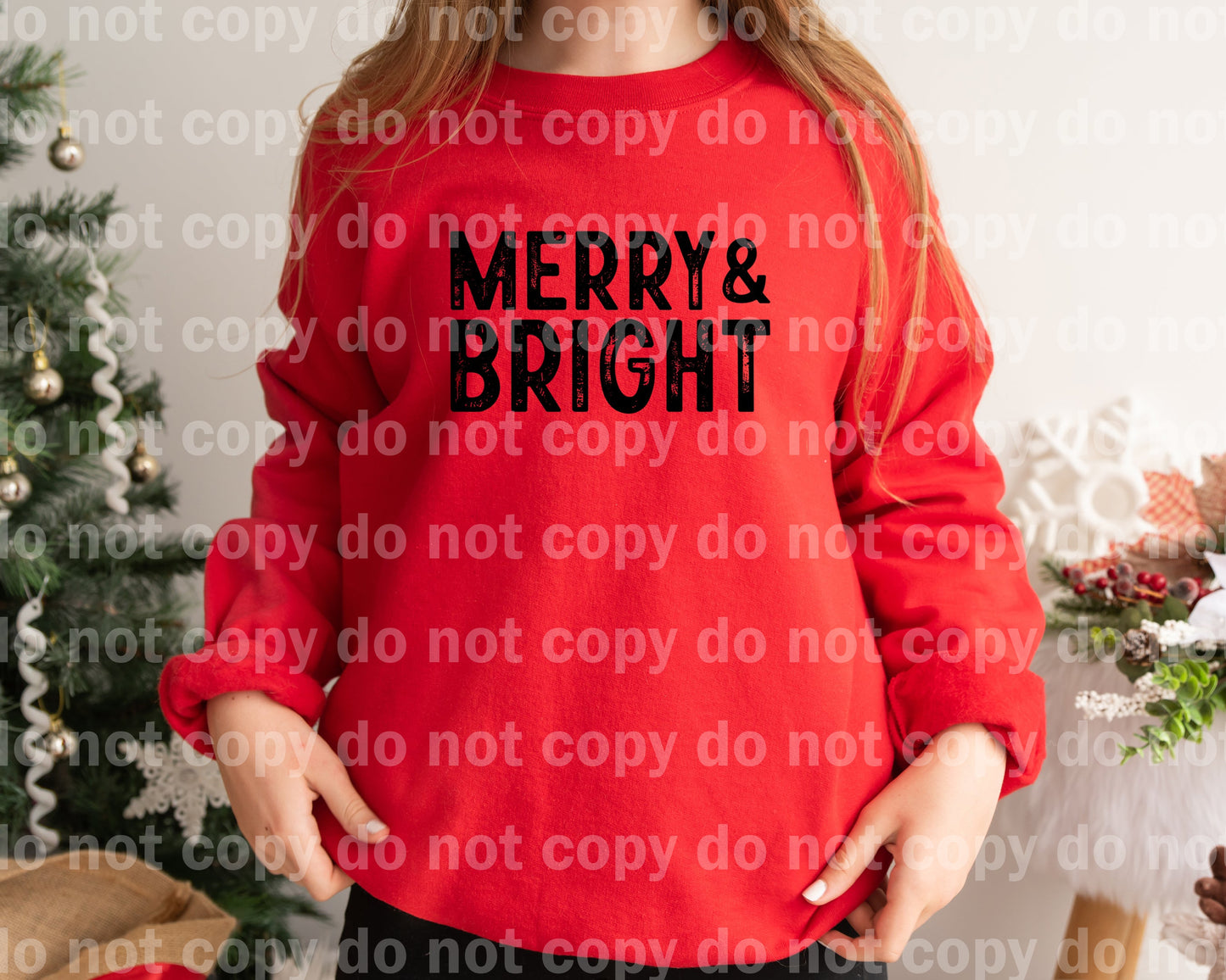 Merry And Bright Distressed Black/White Dream Print or Sublimation Print