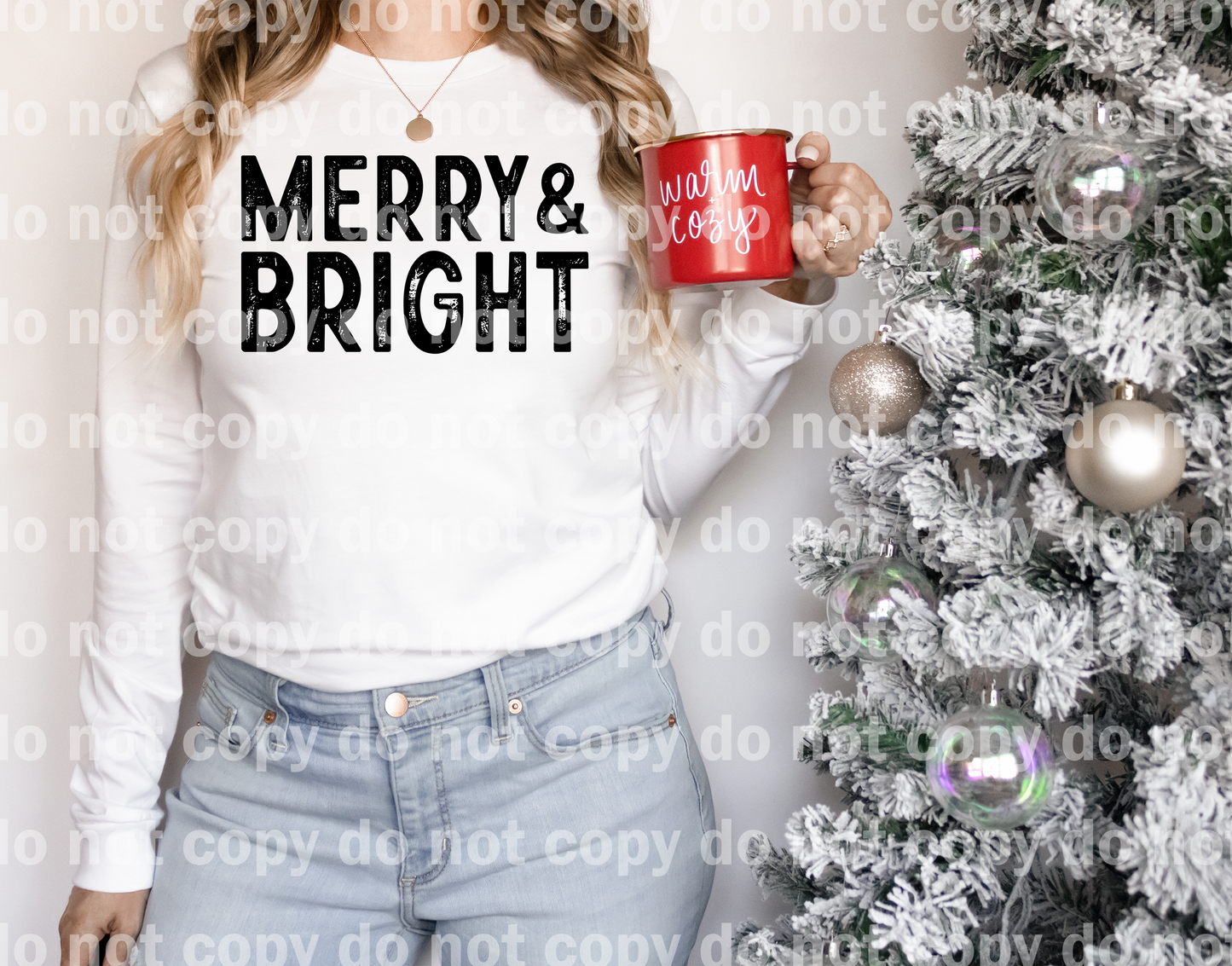 Merry And Bright Distressed Black/White Dream Print or Sublimation Print