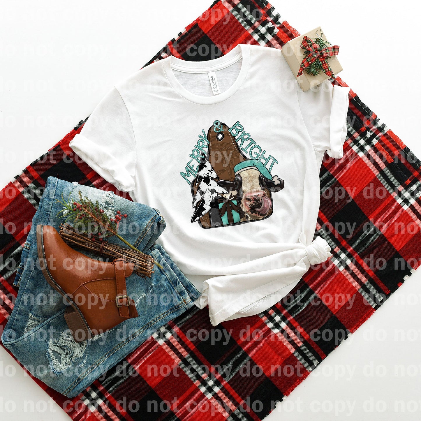 Merry And Bright Cow Dream Print or Sublimation Print