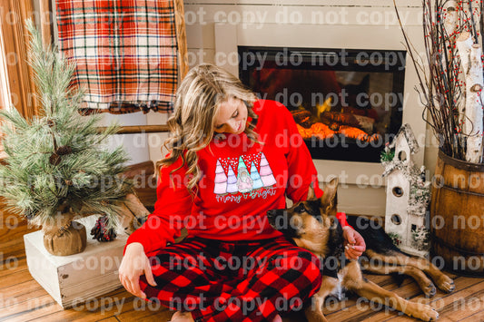 Merry And Bright Santa Christmas Tree Dream Print or Sublimation Print