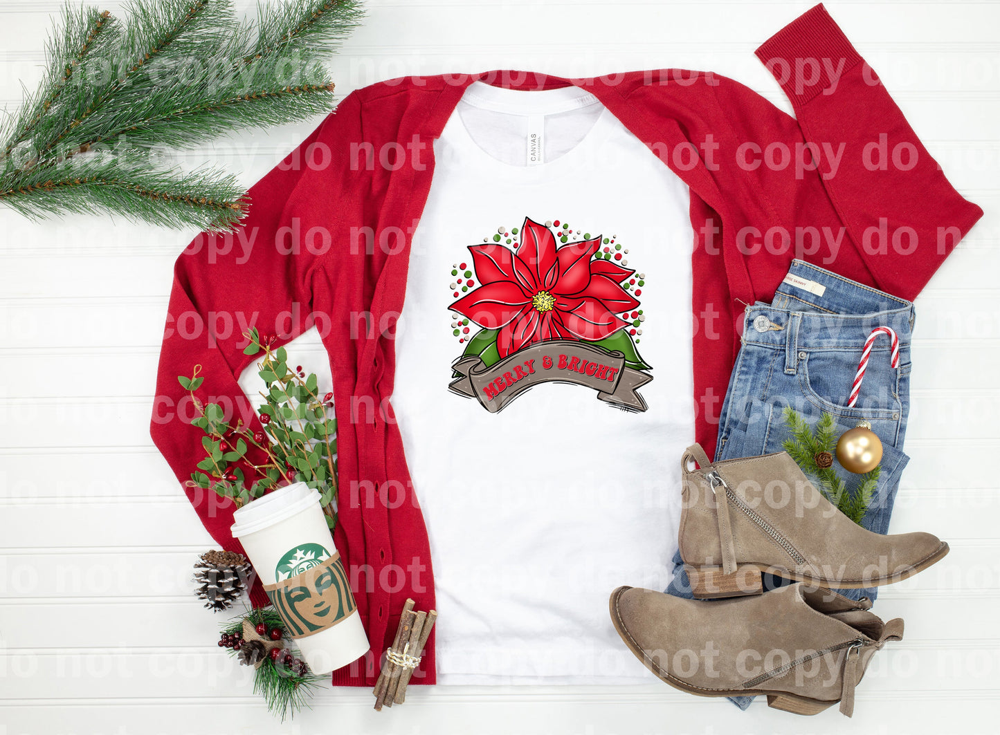 Merry and Bright Christmas Flower Dream Print or Sublimation Print