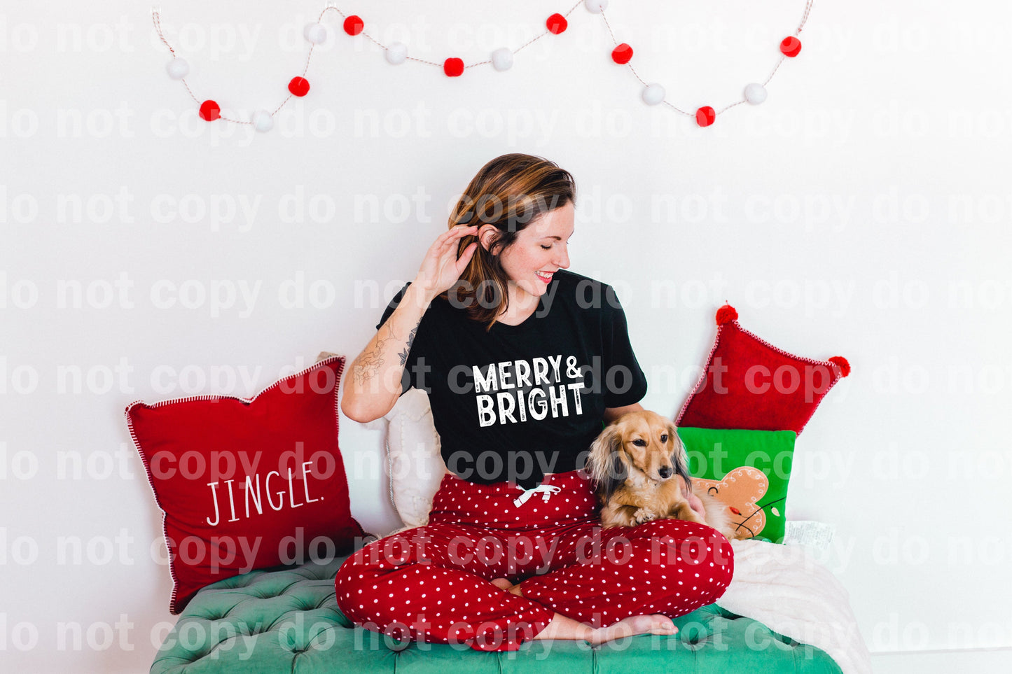 Merry And Bright Distressed Black/White Dream Print or Sublimation Print