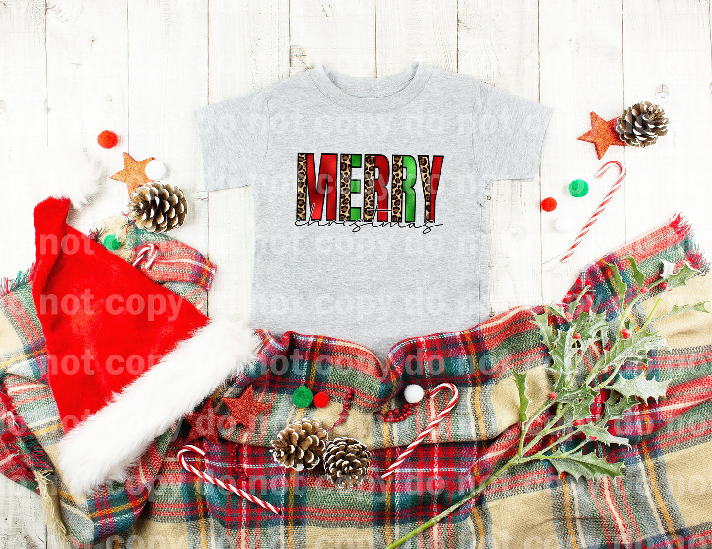 Merry Christmas Foil Leopard Dream Print or Sublimation Print