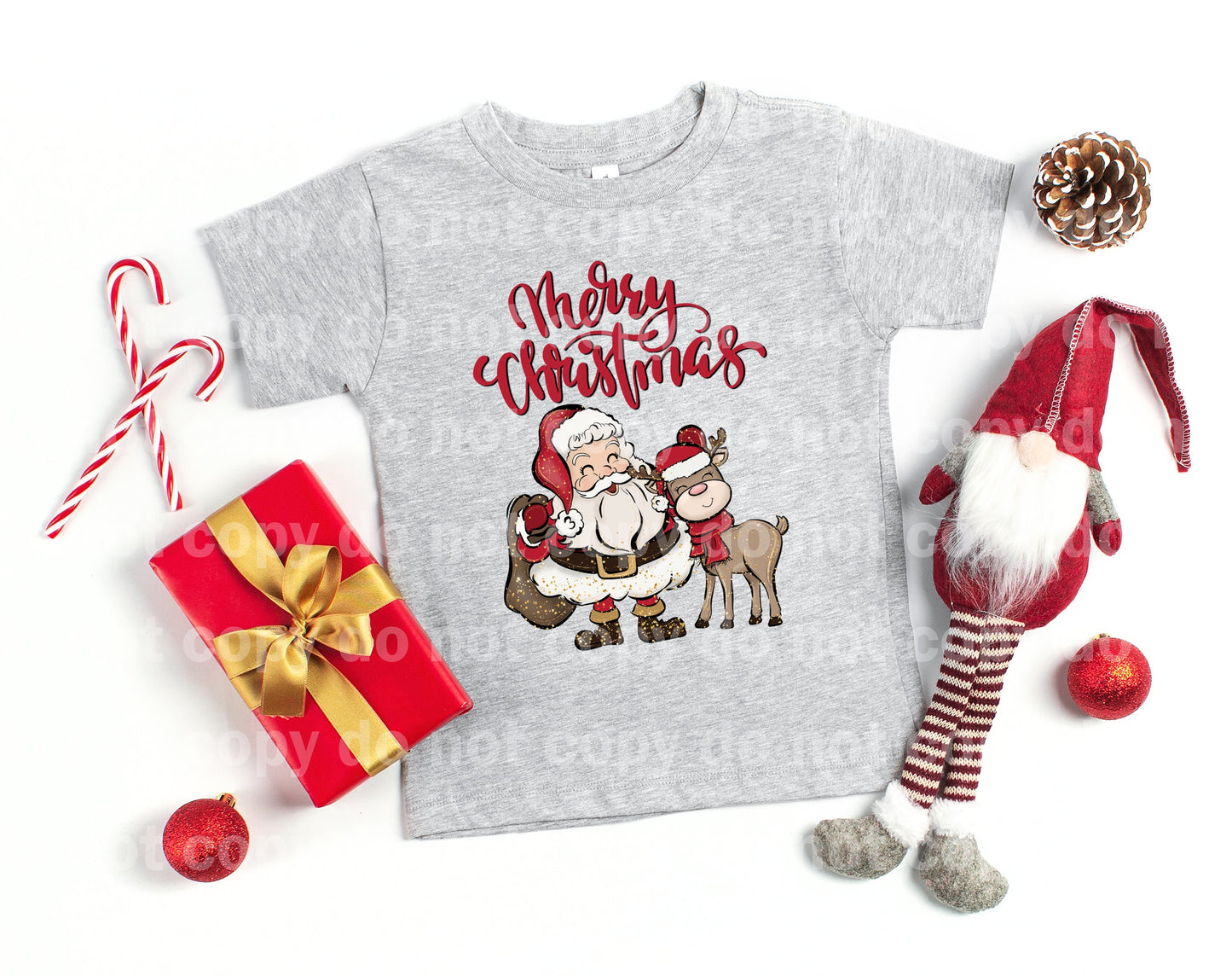 Merry Christmas Santa And Reindeer Dream Print or Sublimation Print