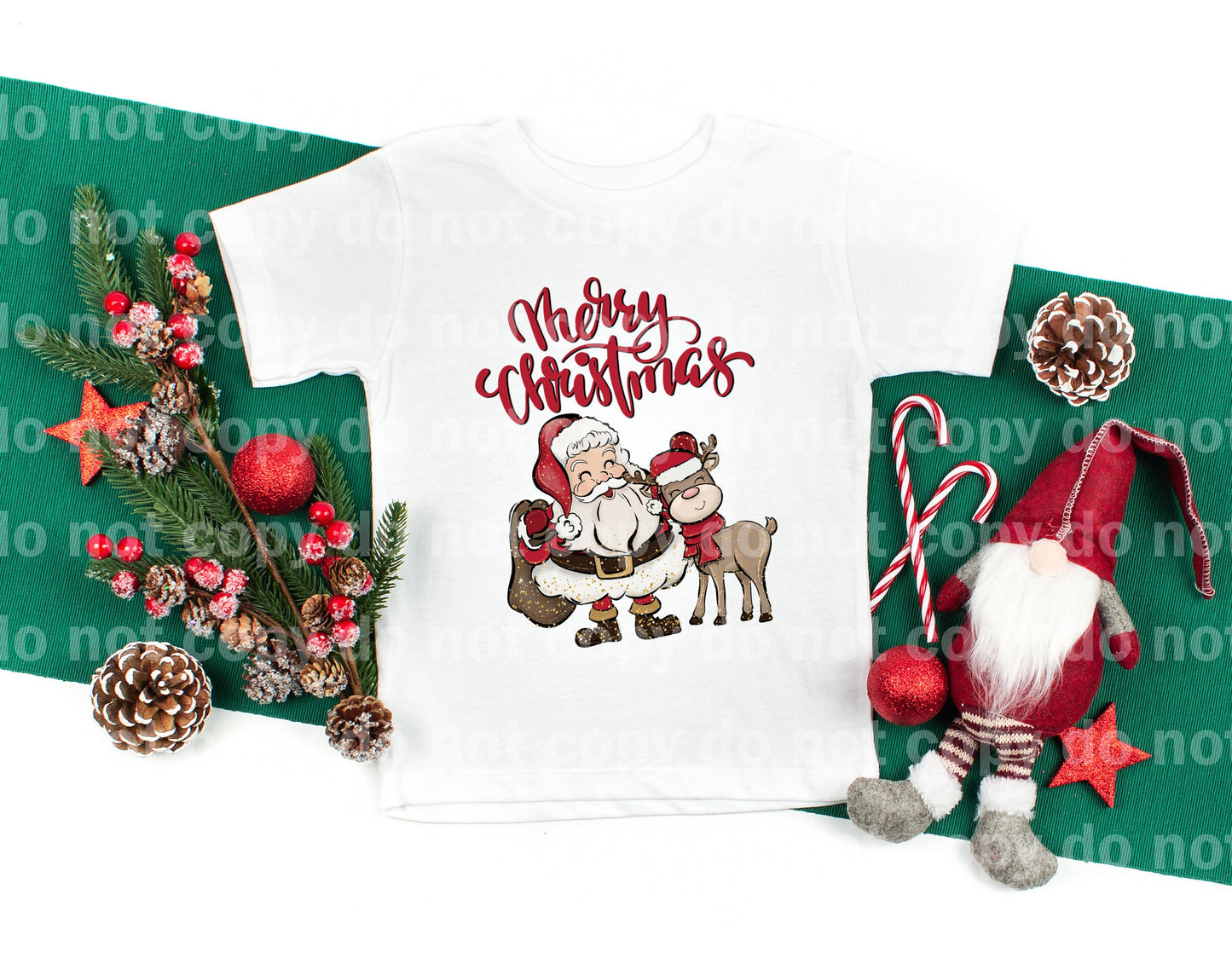 Merry Christmas Santa And Reindeer Dream Print or Sublimation Print