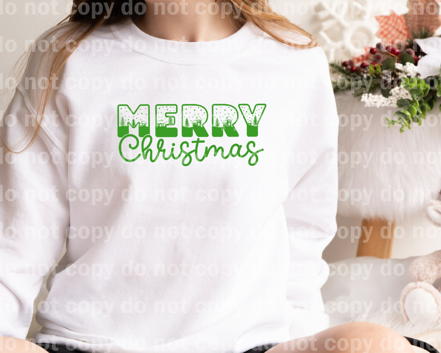 Merry Christmas Typography Black/Red/Green/White Dream Print or Sublimation Print