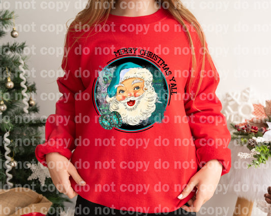 Merry Christmas Y'all Teal Santa Dream Print or Sublimation Print