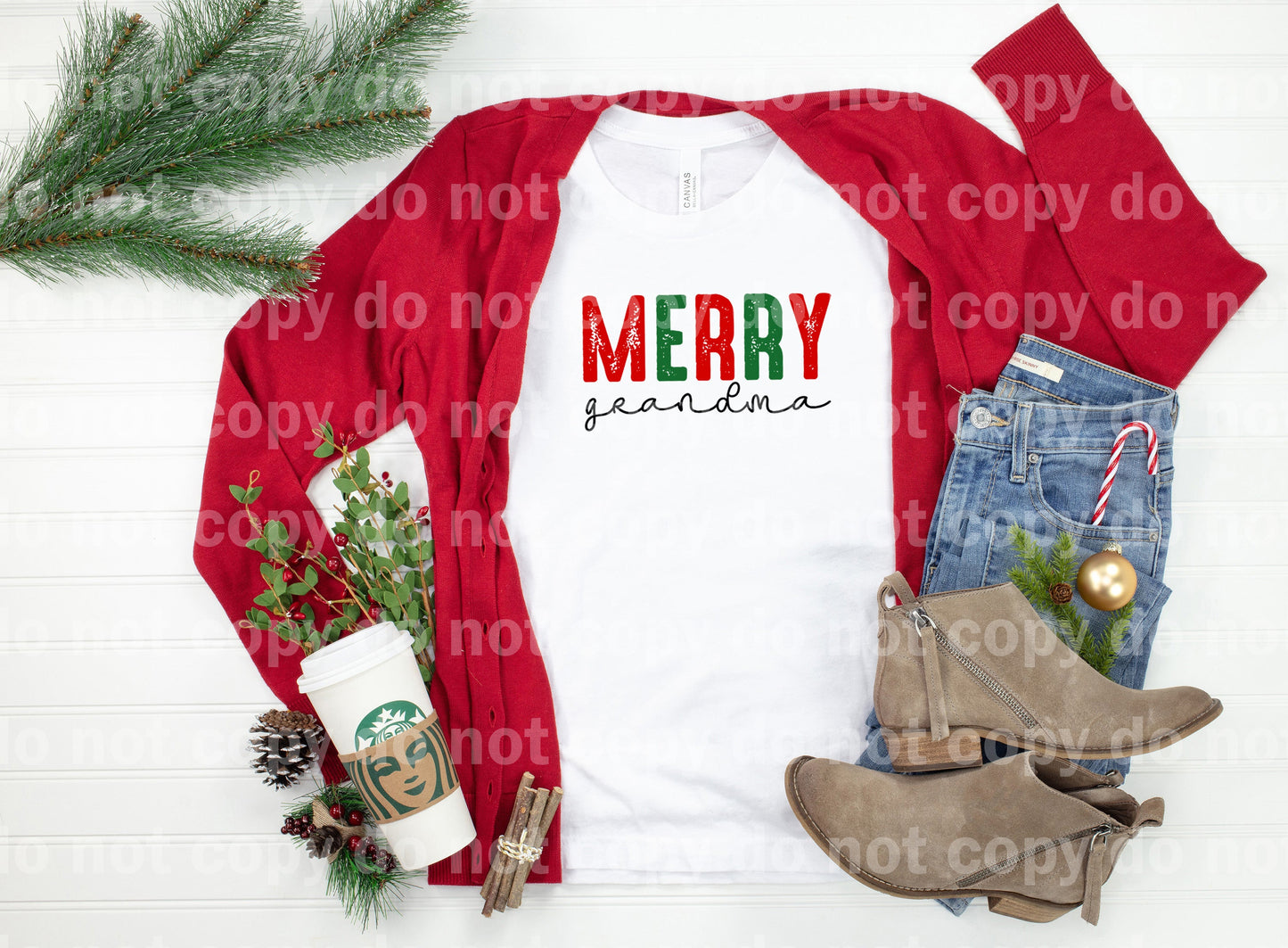 Merry Grandma Distressed Full Color/One Color Dream Print or Sublimation Print