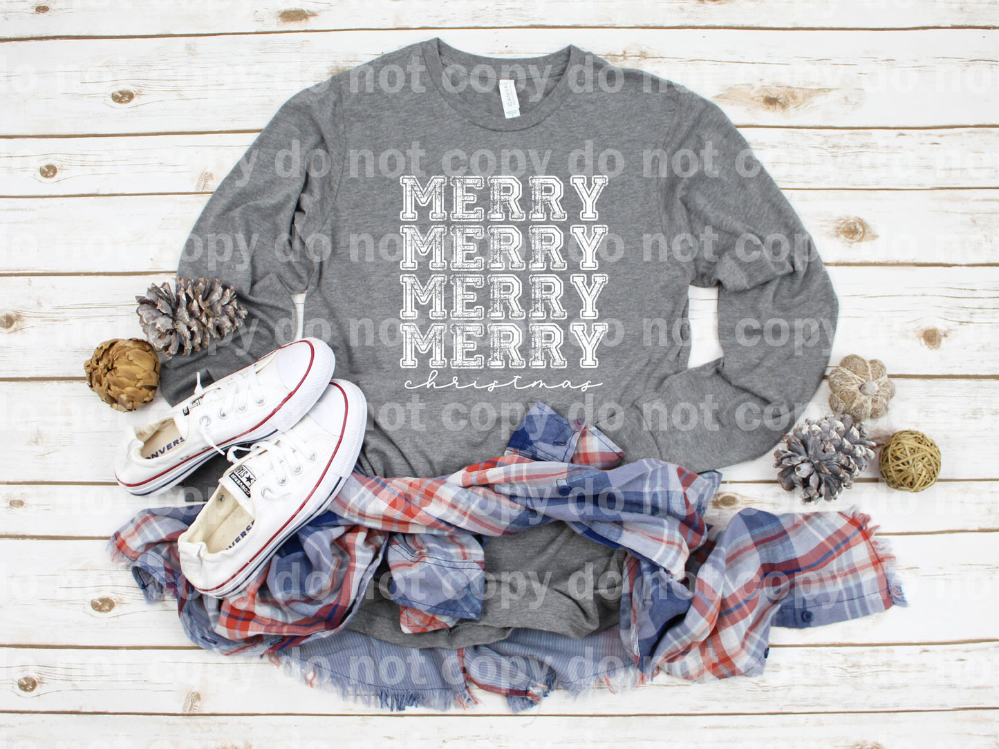 Merry Christmas Word Stacked Distressed Black/White Dream Print or Sublimation Print