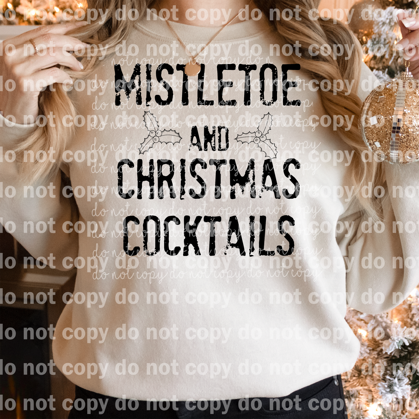 Mistletoe And Christmas Cocktails Full Color/One Color Dream Print or Sublimation Print