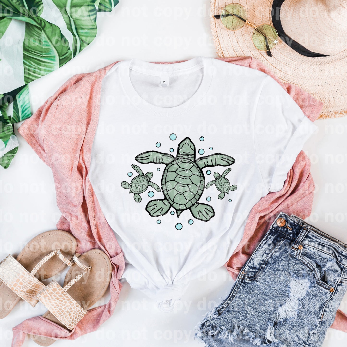 Mother And Baby Turtles Distressed Full Color/One Color Dream Print or Sublimation Print