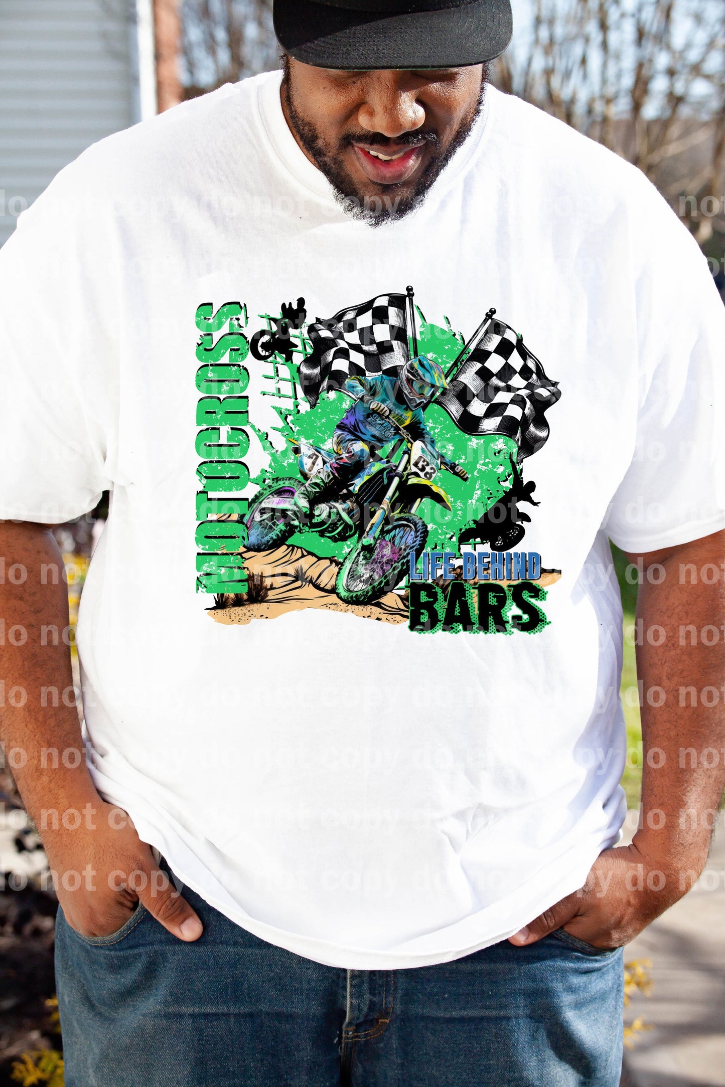 Motocross Life Behind Bars Green/Pink Dream Print or Sublimation Print