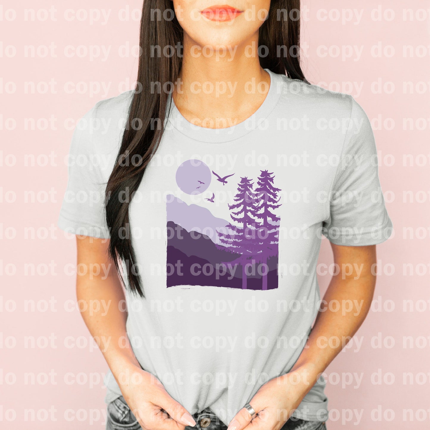 Mountains Moon Pine Trees Purple Dream Print or Sublimation Print