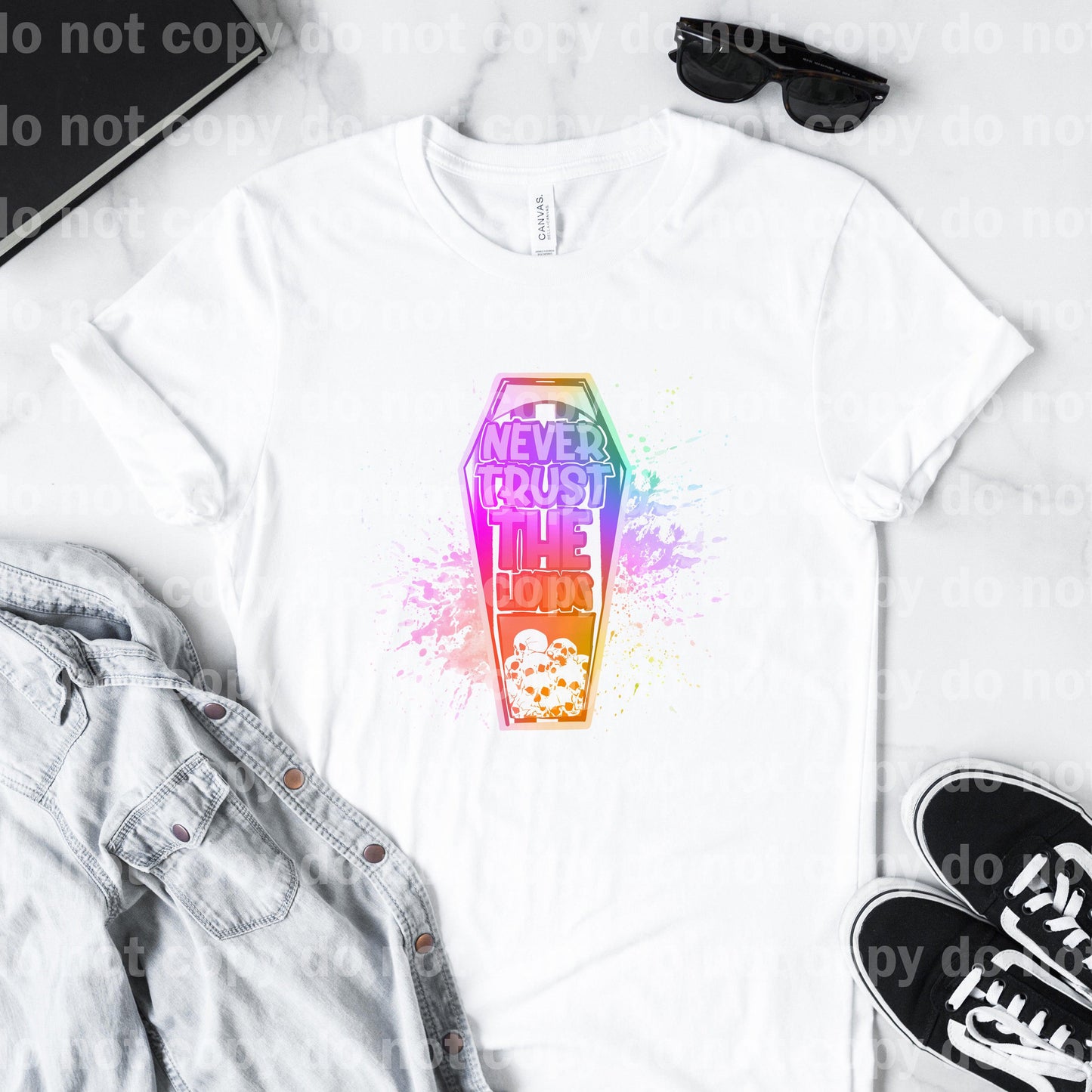 Never Trust The Living Coffin Pastel or rainbow  Color Style Dream Print or Sublimation Print