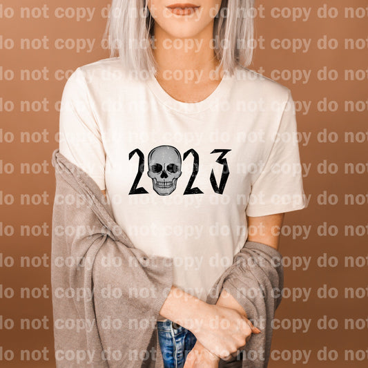 New Year Skull 2023 Distressed Full Color/One Color Dream Print or Sublimation Print