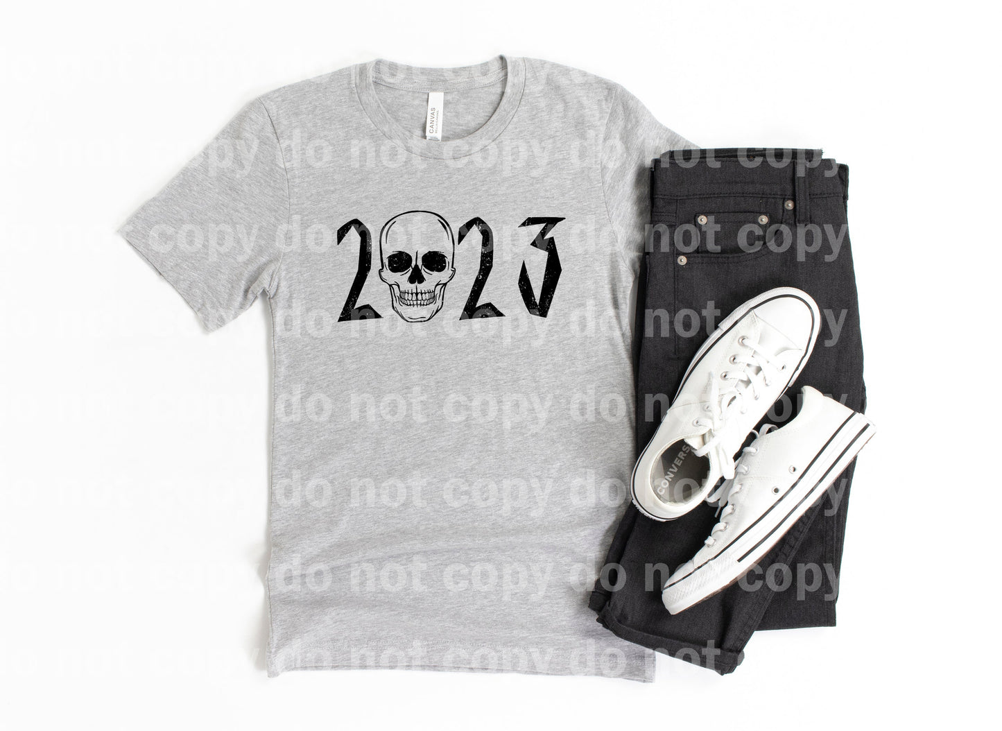 New Year Skull 2023 Distressed Full Color/One Color Dream Print or Sublimation Print