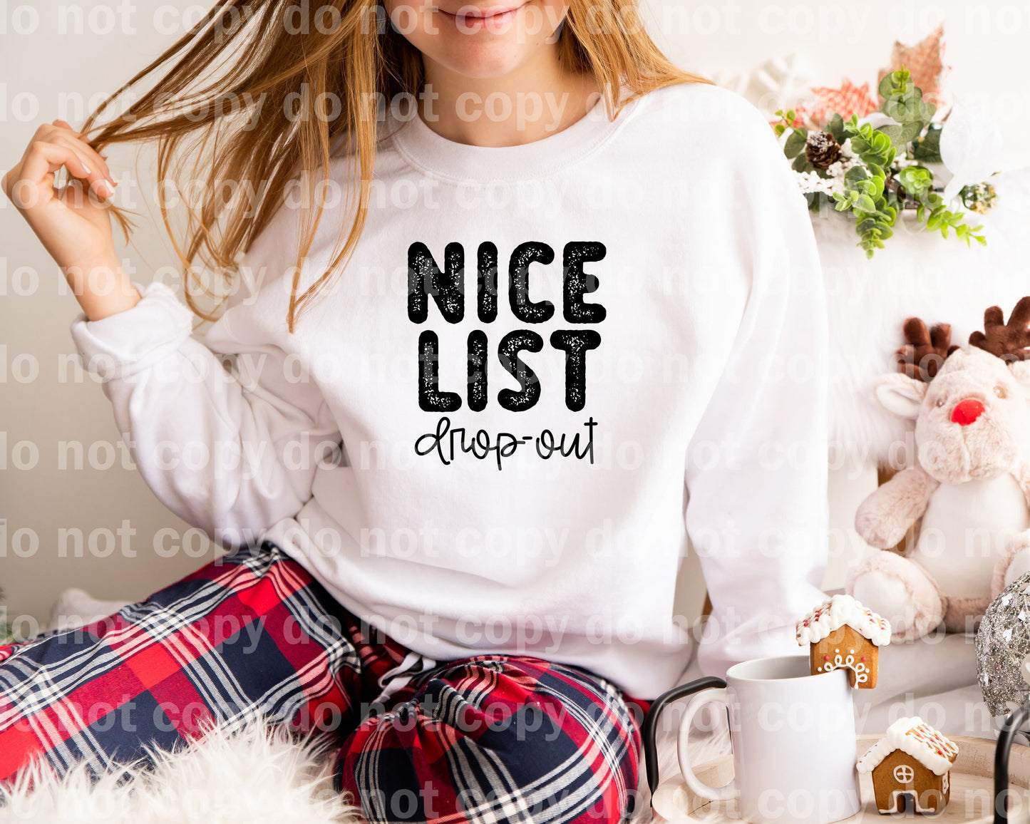 Nice List Drop Out Typography Multicolor/Black/White Dream Print or Sublimation Print