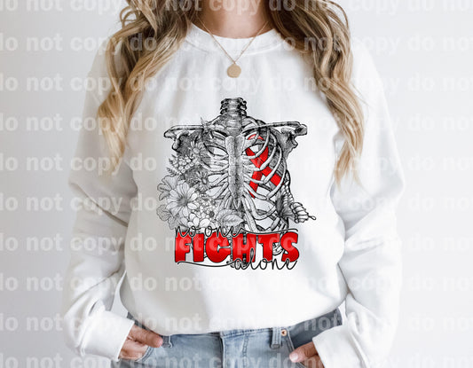 No One Fights Alone Skeleton Dream print transfer