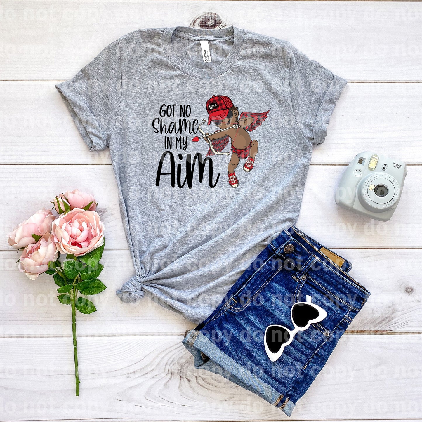 Got No Shame In My Aim Dark Plaid Valentine Dream Print or Sublimation Print