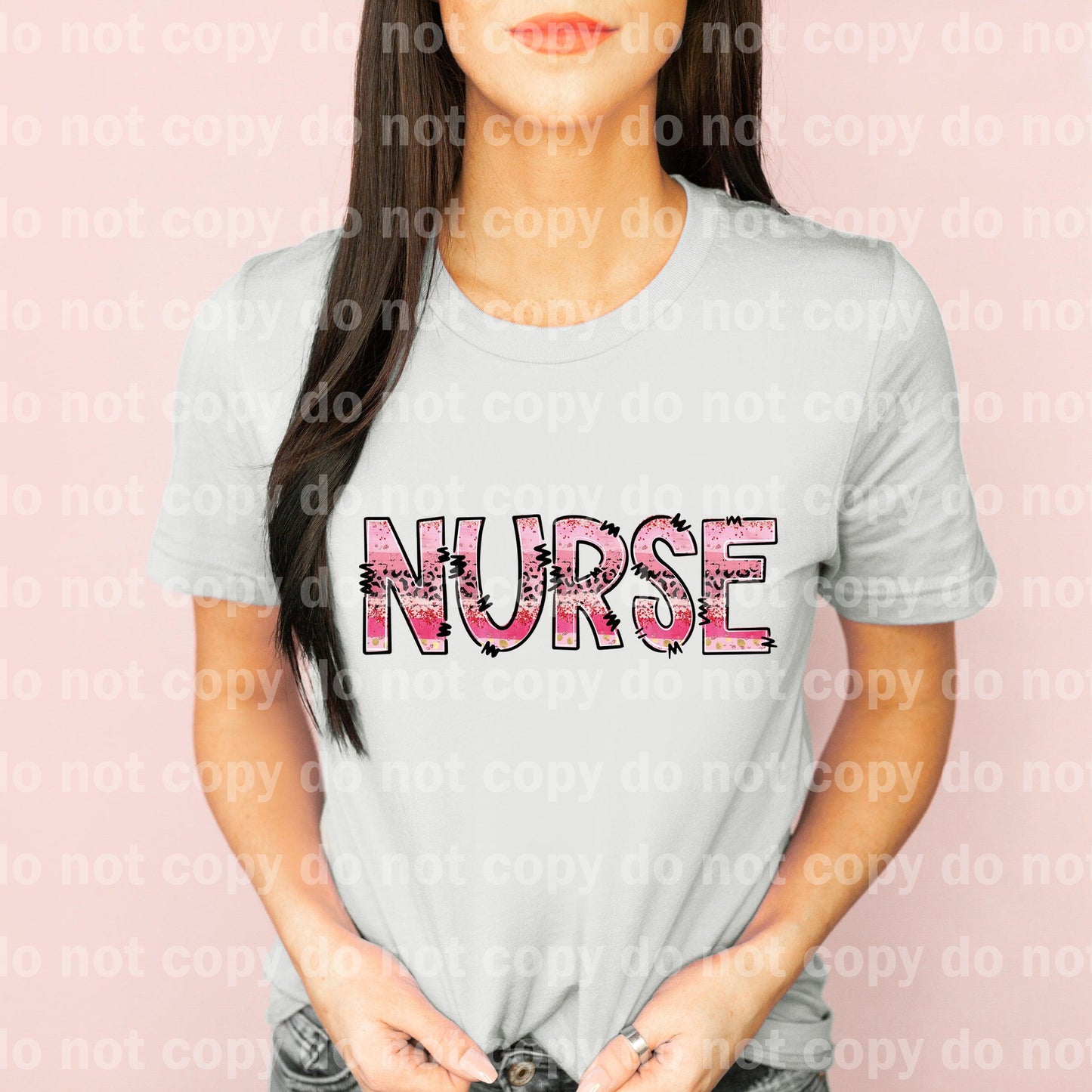 Nurse Pink Cheetah Dream print transfer