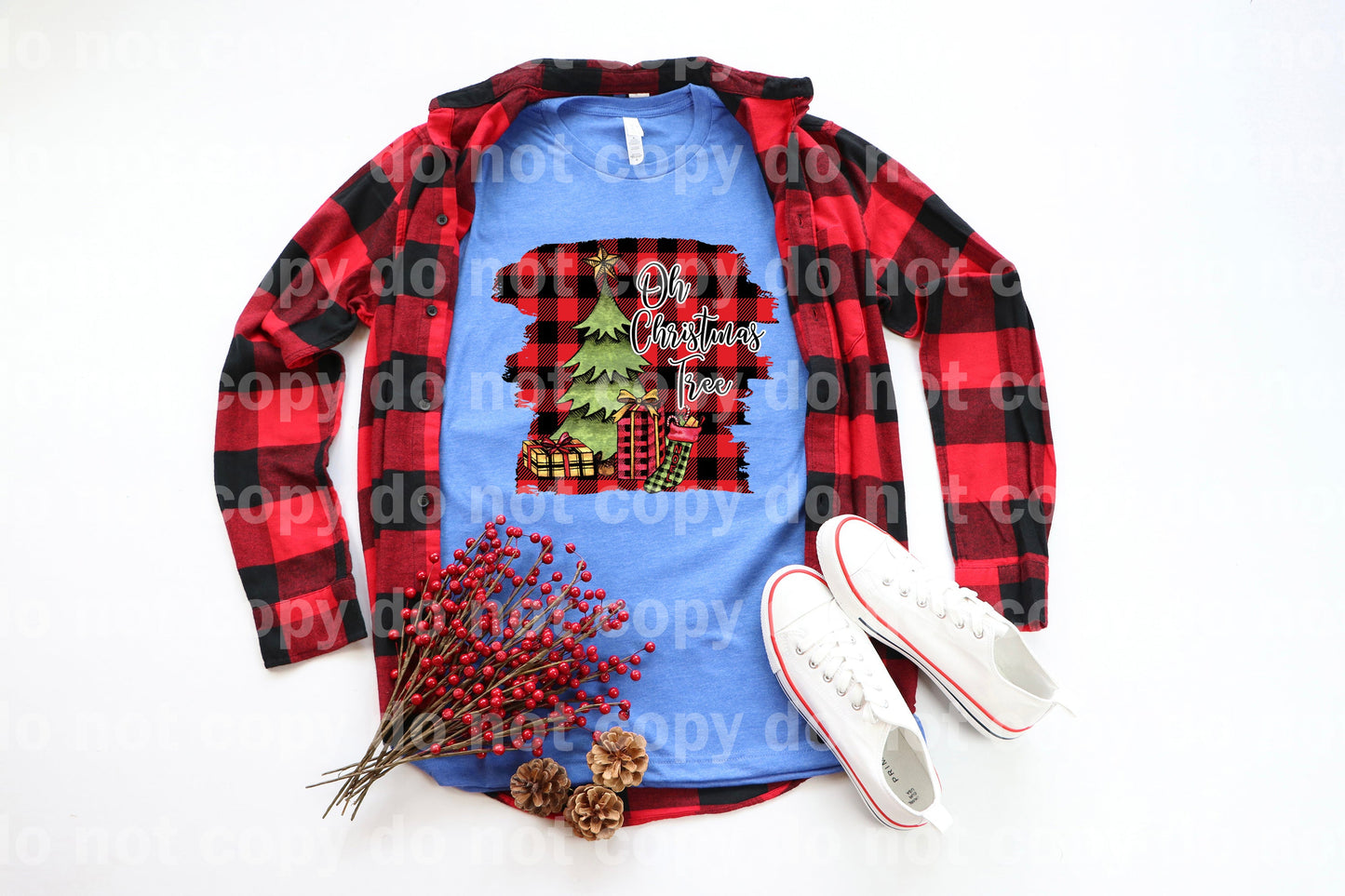 Oh Christmas Tree Plaid Dream Print o Impresión por sublimación