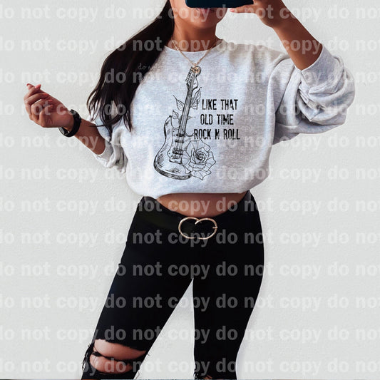 I Like That Old Time Rock n Roll Guitar and Rose Black Dream Print or Sublimation Print