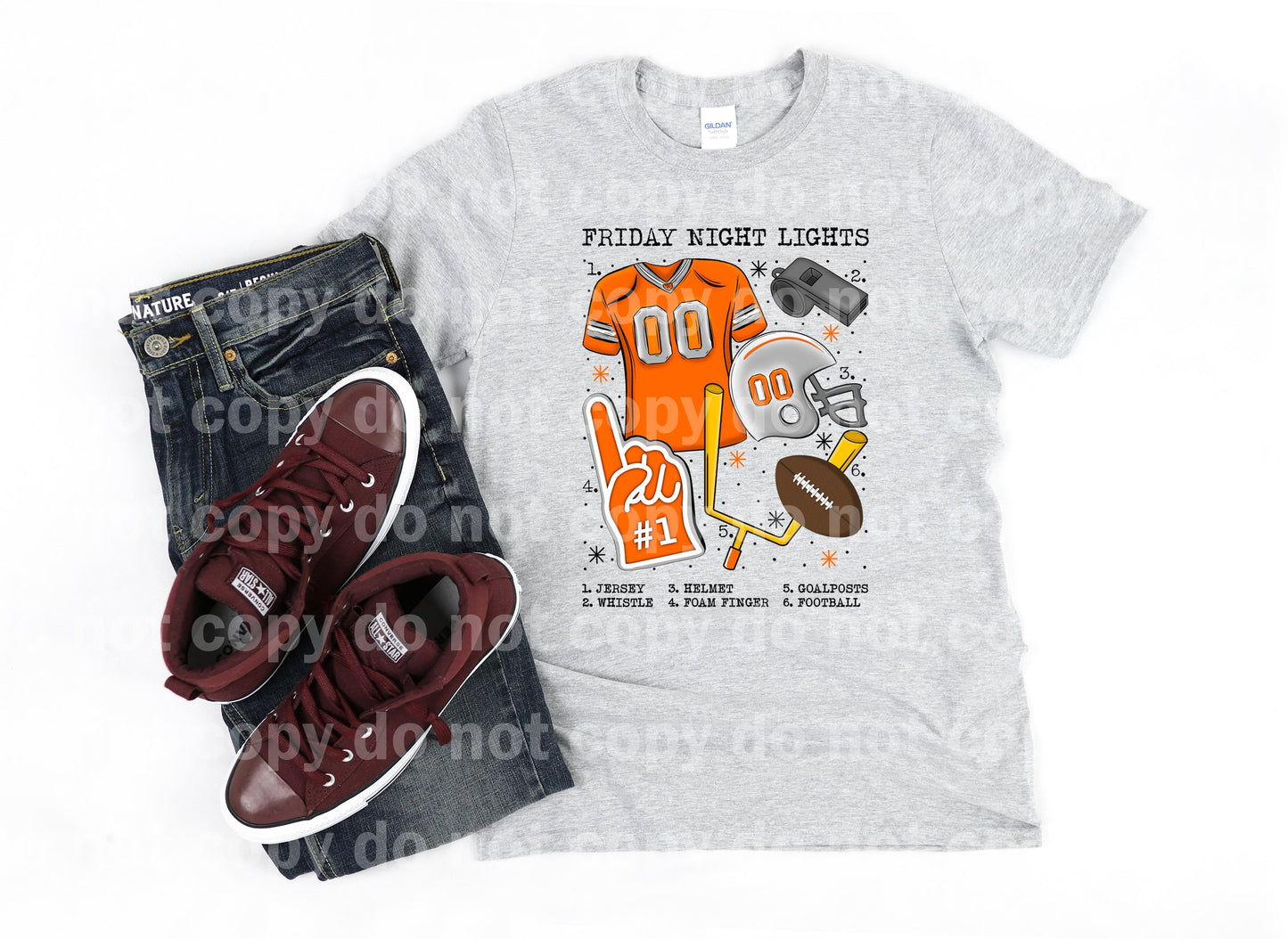 Friday Night Lights Football Chart Orange And White Dream Print or Sublimation Print