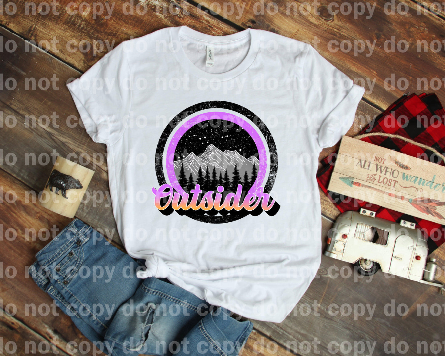 Outsider Mountain Forest Distressed Dream Print or Sublimation Print