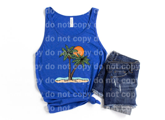 Palm Trees And Sun Distressed Full Color/One Color Dream Print or Sublimation Print