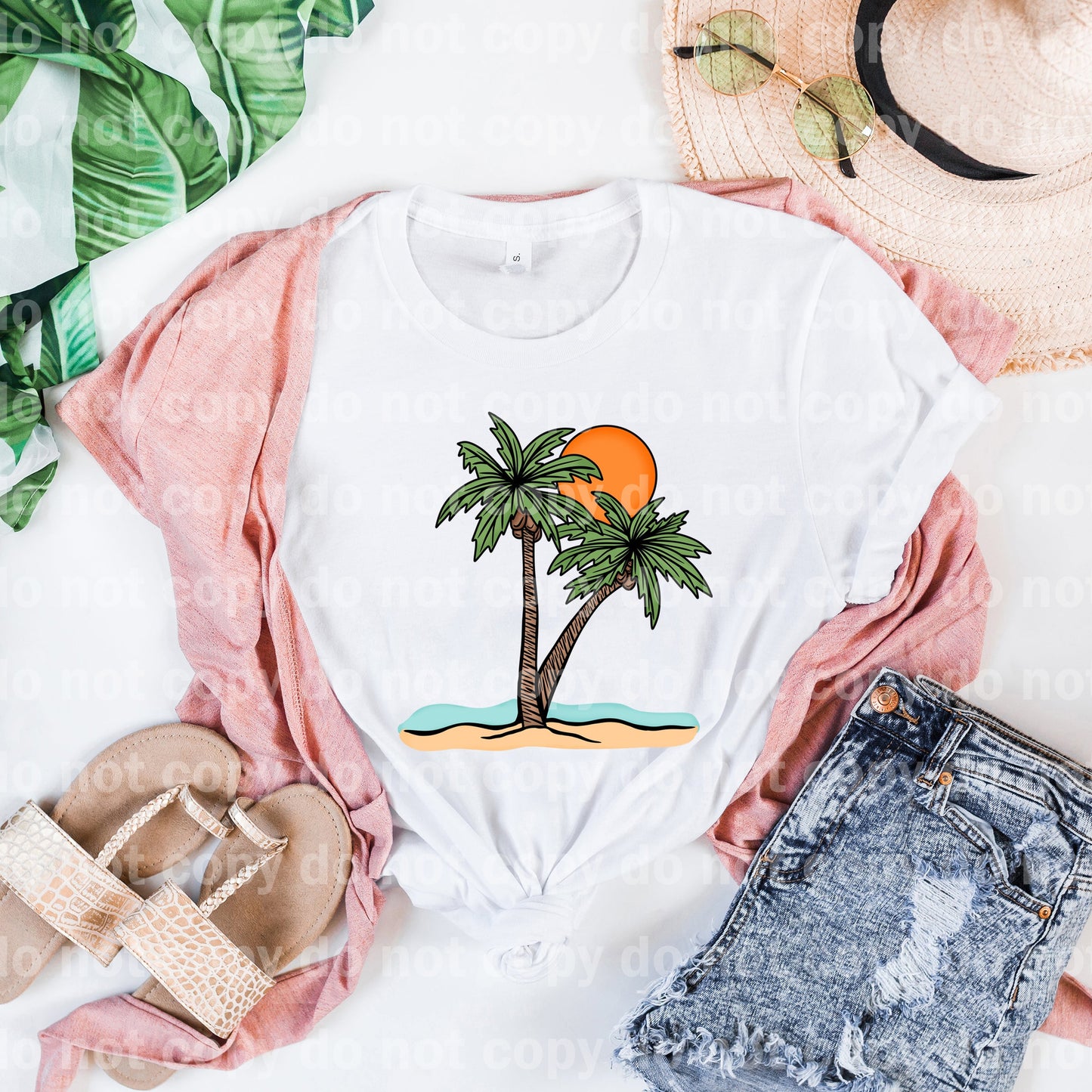 Palm Trees And Sun Full Color/One Color Dream Print or Sublimation Print