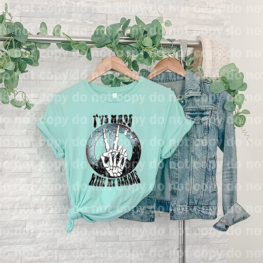 I've Made Peace With My Demons Peace Sign Skeleton Dream print transfer