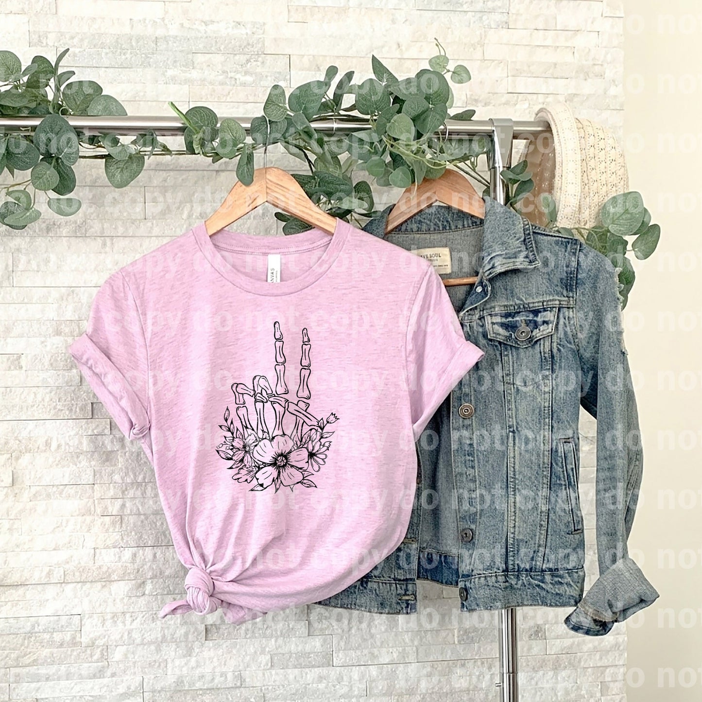 Signo de la paz Skellie Flores de mano angustiadas a todo color/impresión de ensueño de un color o impresión de sublimación